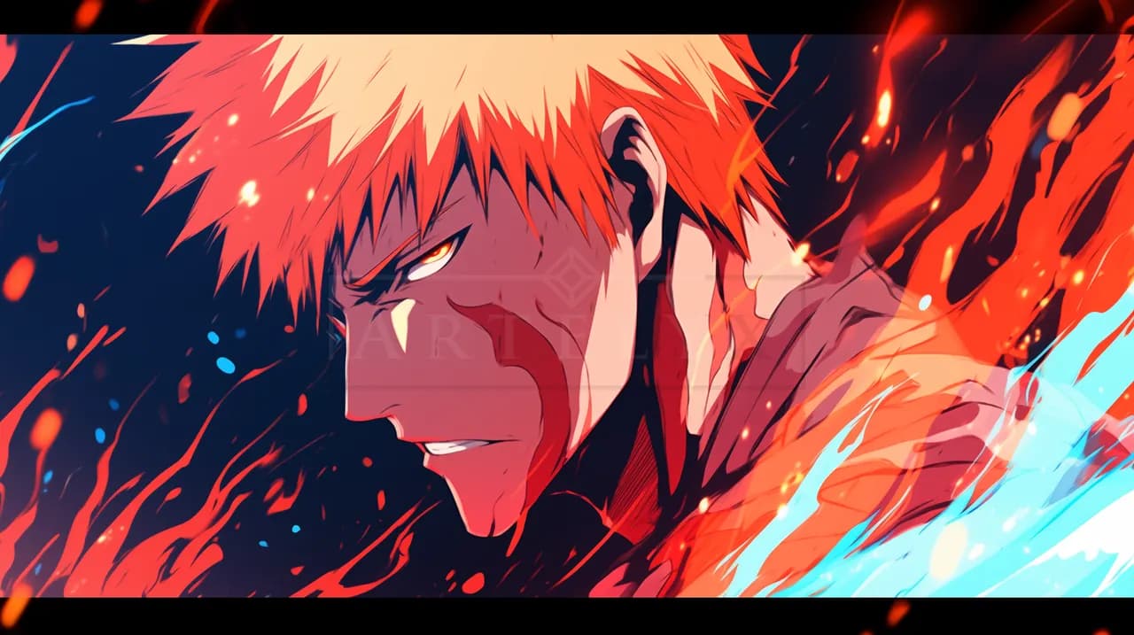 Ichigo Flame and Ice Gaze metal wall art by Artelyx Studios