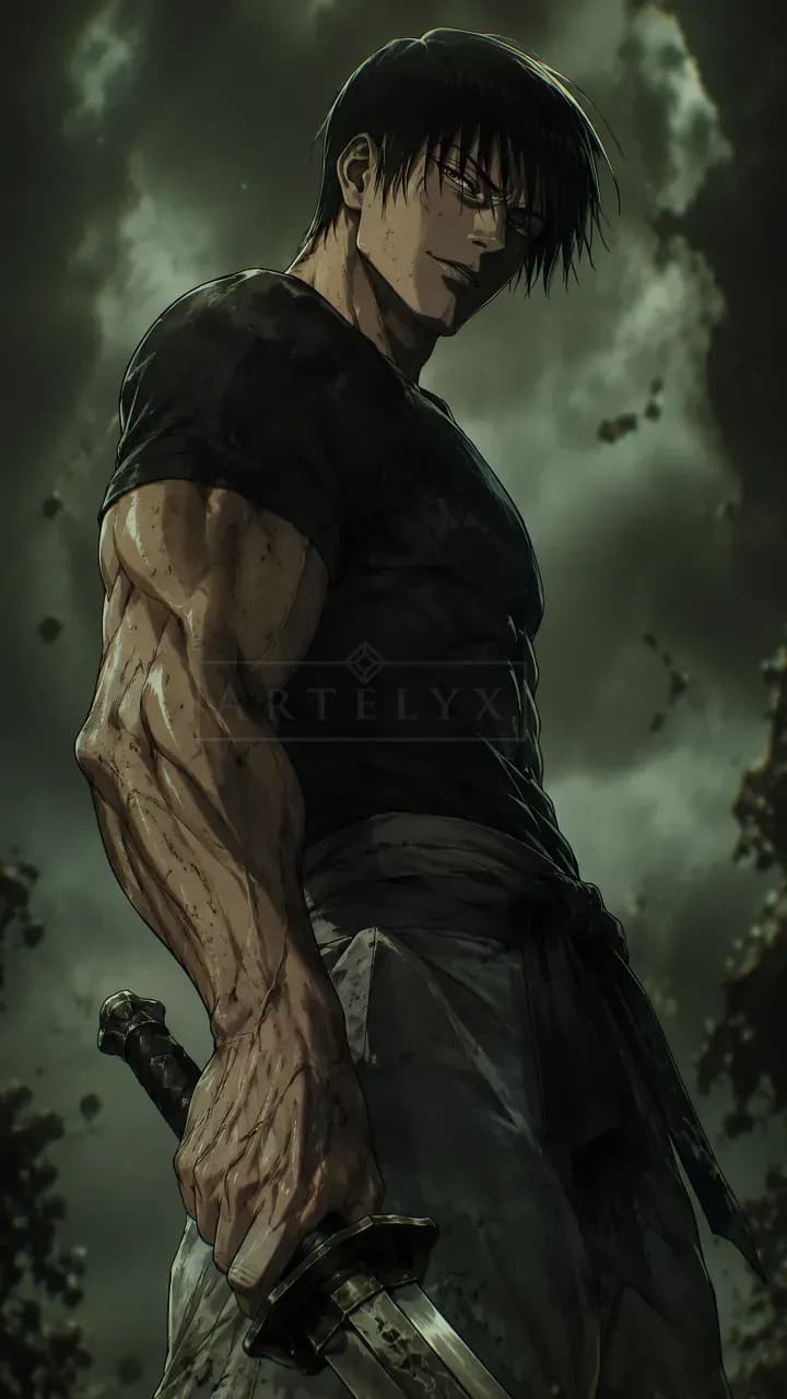 Toji Fushiguro Stoic Blade Portrait metal wall art by Artelyx Studios