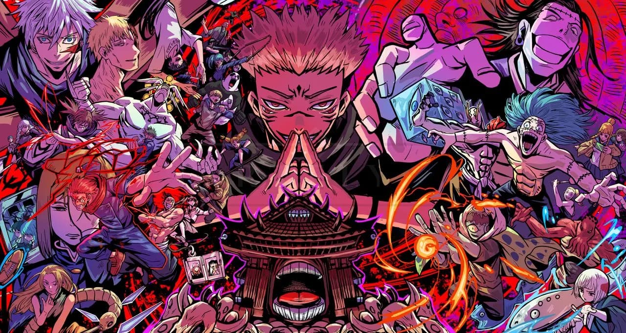 Jujutsu Kaisen Character Collage metal wall art by Artelyx Studios