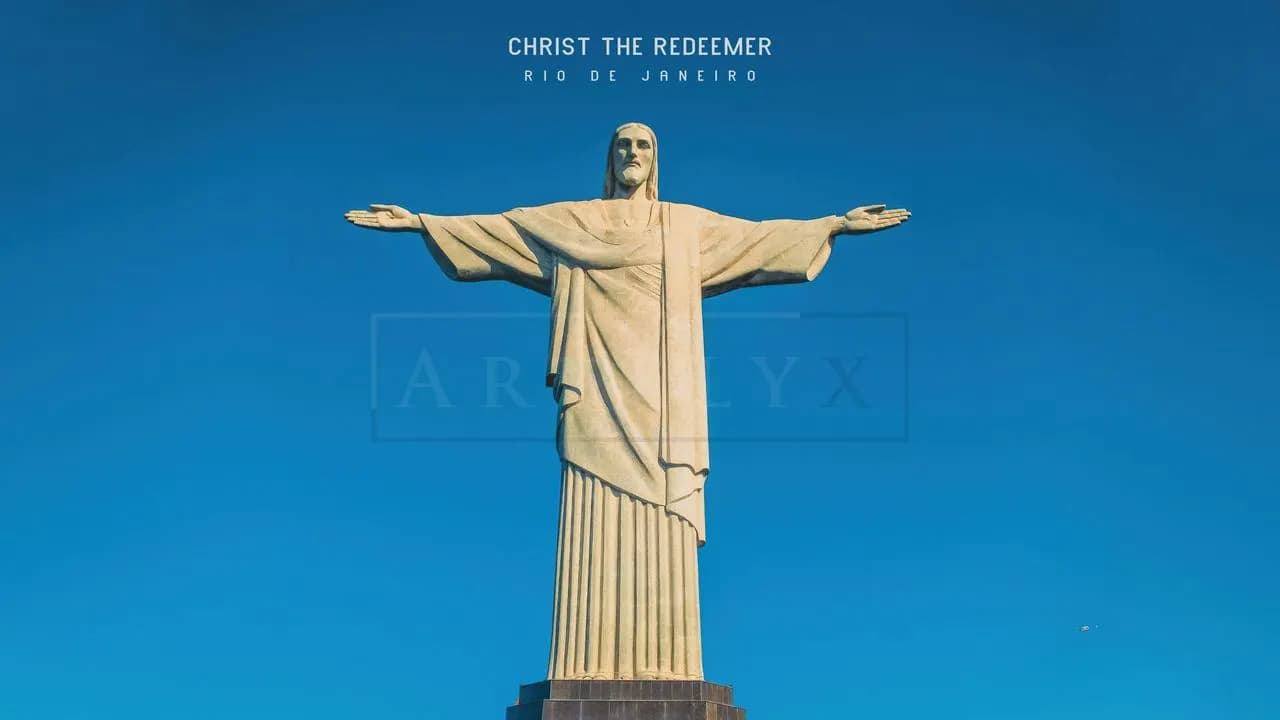 Christ the Redeemer in Clear Blue Sky metal wall art by Artelyx Studios