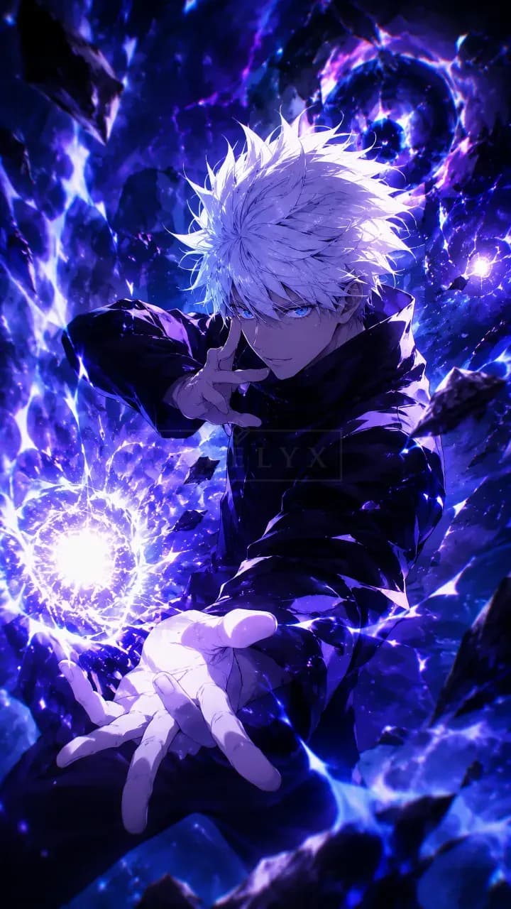 Satoru Gojo – Infinite Burst metal wall art by Artelyx Studios