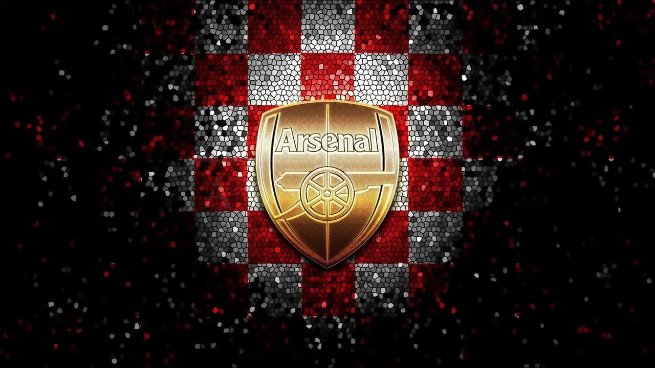 Arsenal Crest Mosaic Glow metal wall art by Artelyx Studios