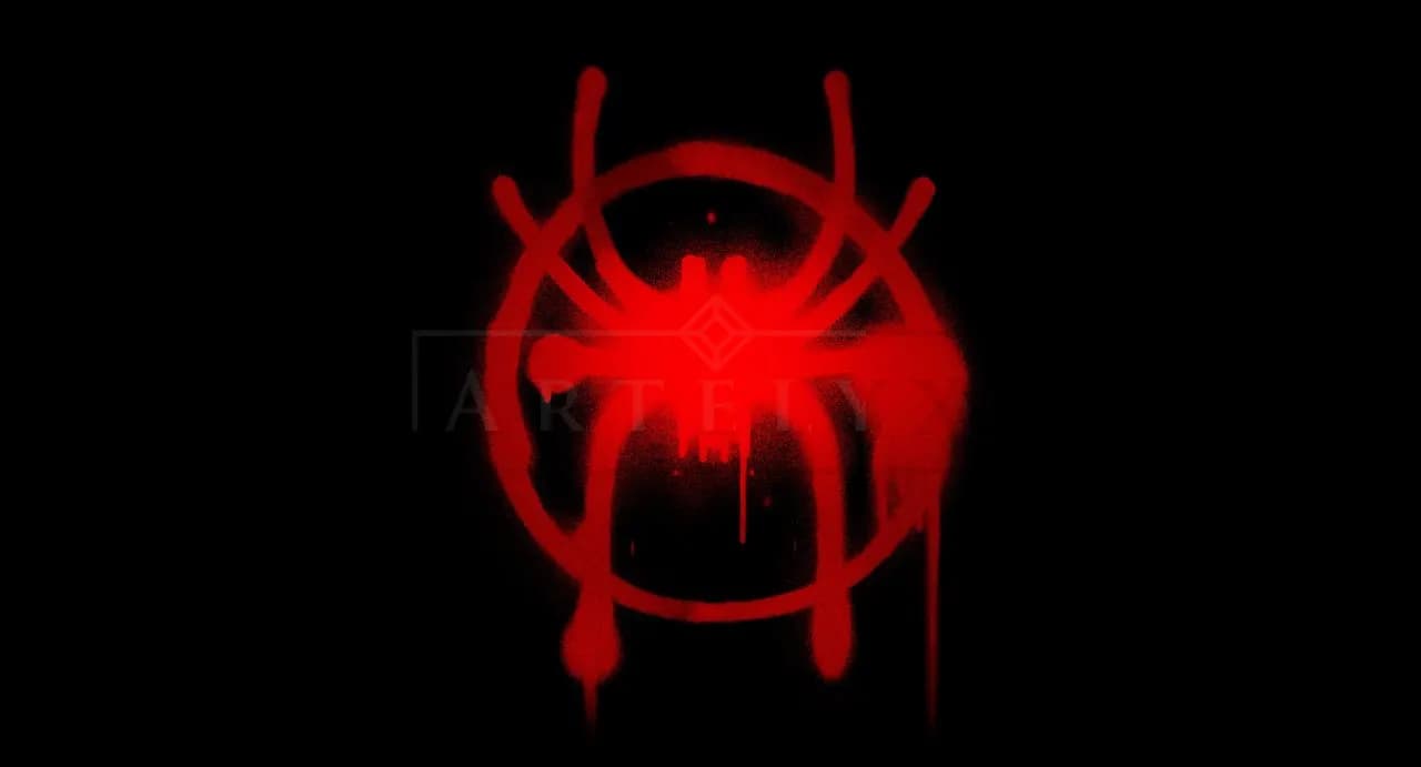 Red Spider Symbol Graffiti metal wall art by Artelyx Studios