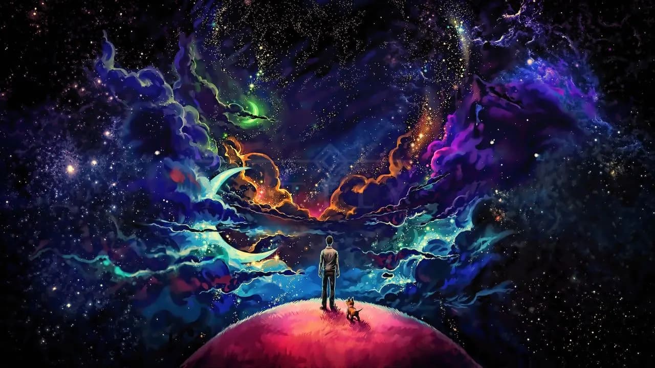 Cosmic Hilltop Dream metal wall art by Artelyx Studios
