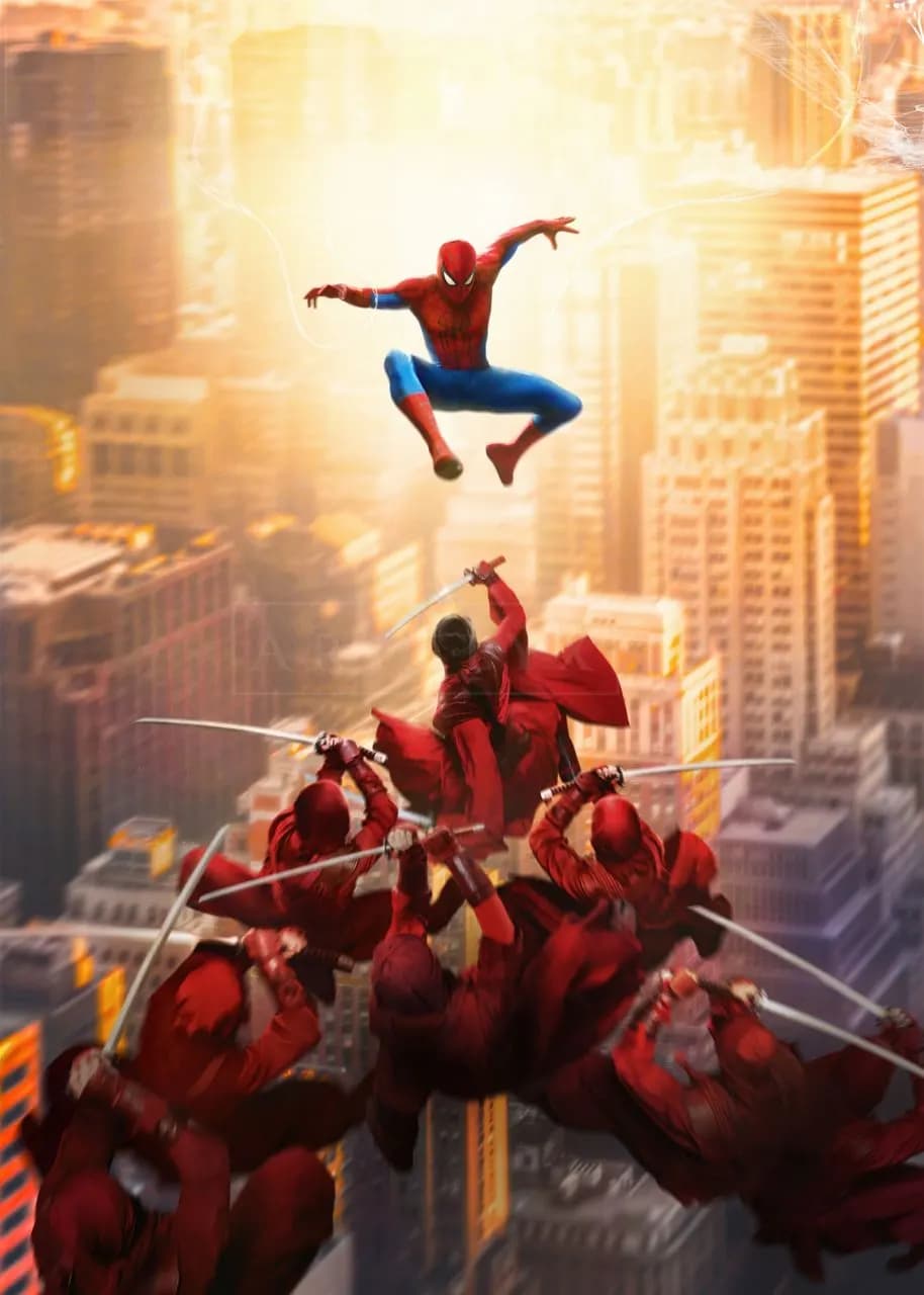 Web Hero Above the Assassins metal wall art by Artelyx Studios