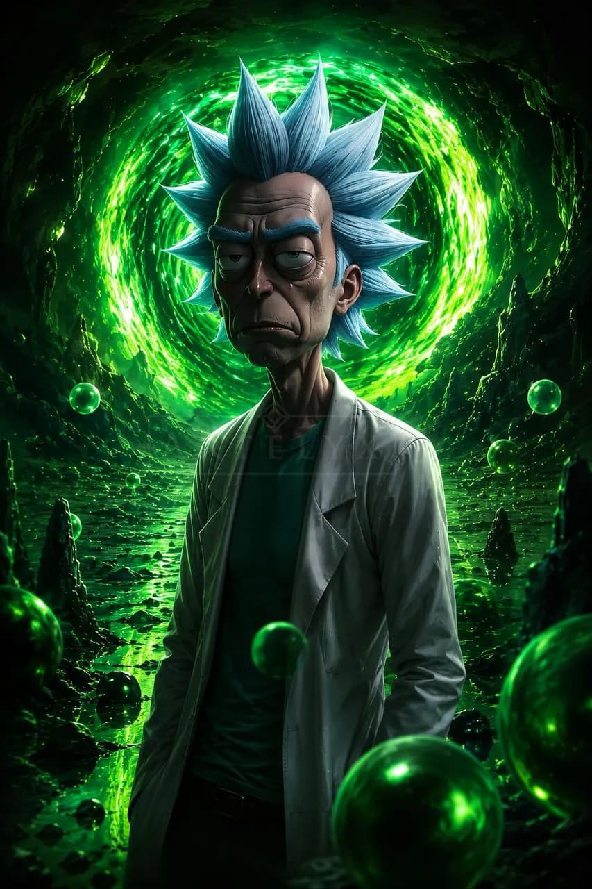 Rick Sanchez: Portal Silence metal wall art by Artelyx Studios