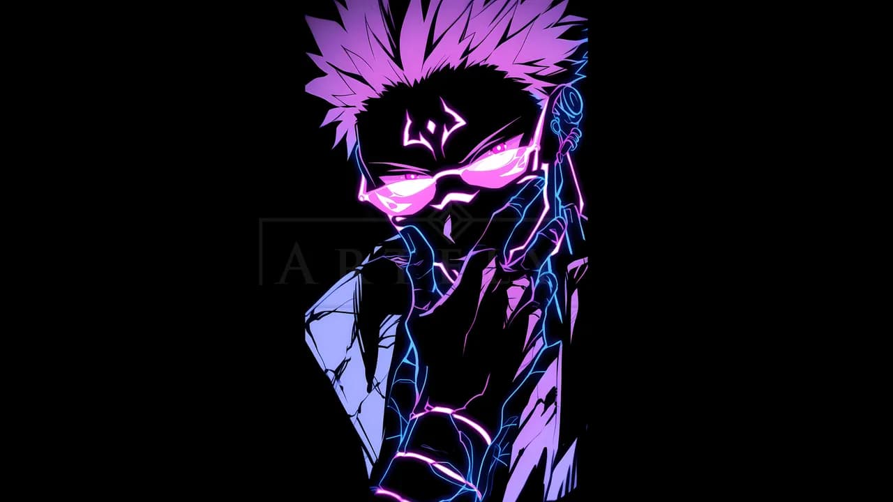 Gojo Neon Glare metal wall art by Artelyx Studios
