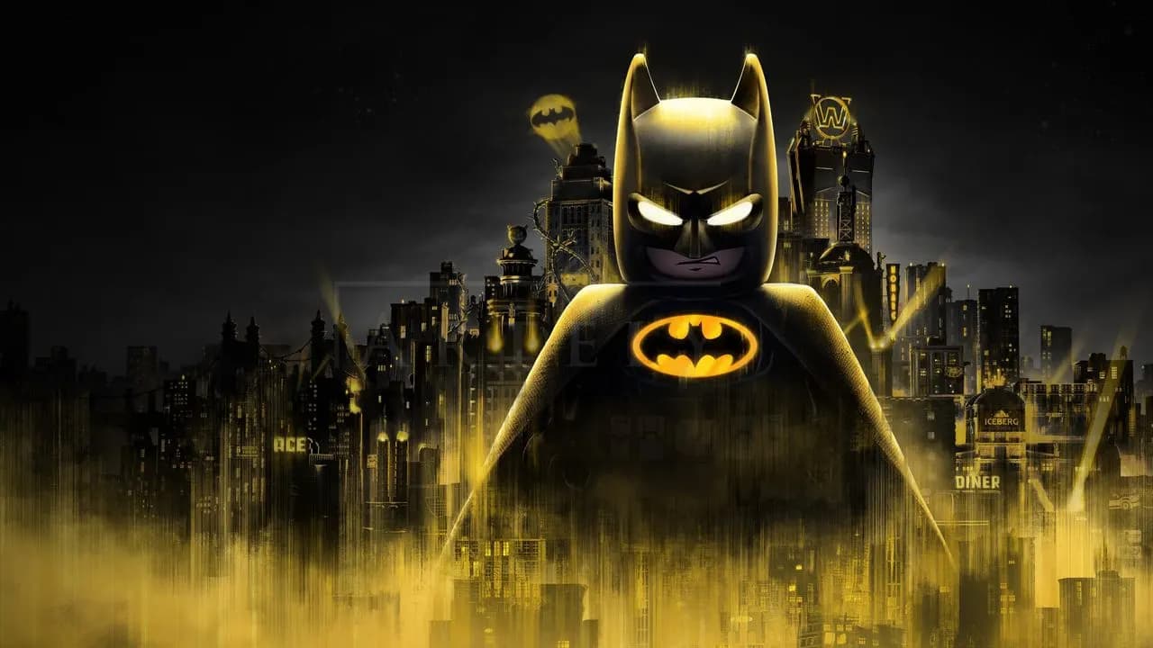 LEGO Dark Knight Over Gotham metal wall art by Artelyx Studios