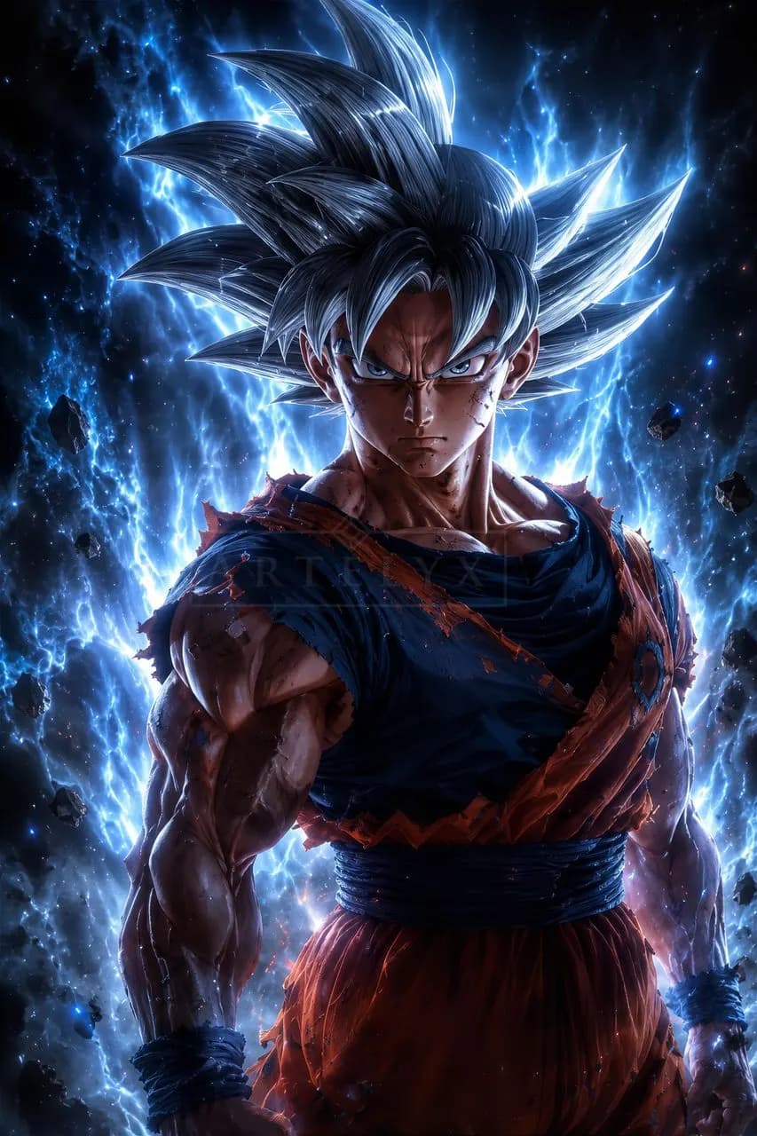 Goku: Ascendant Aura metal wall art by Artelyx Studios