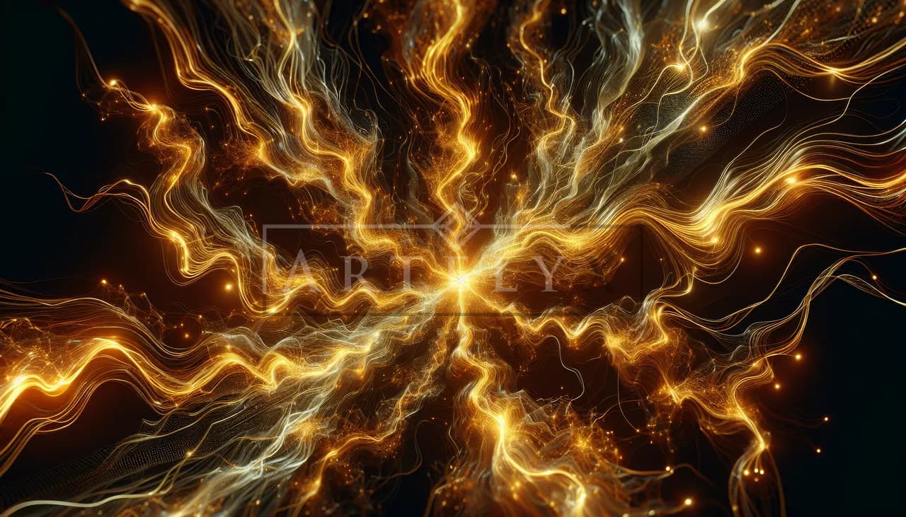 Golden Current Burst metal wall art by Artelyx Studios