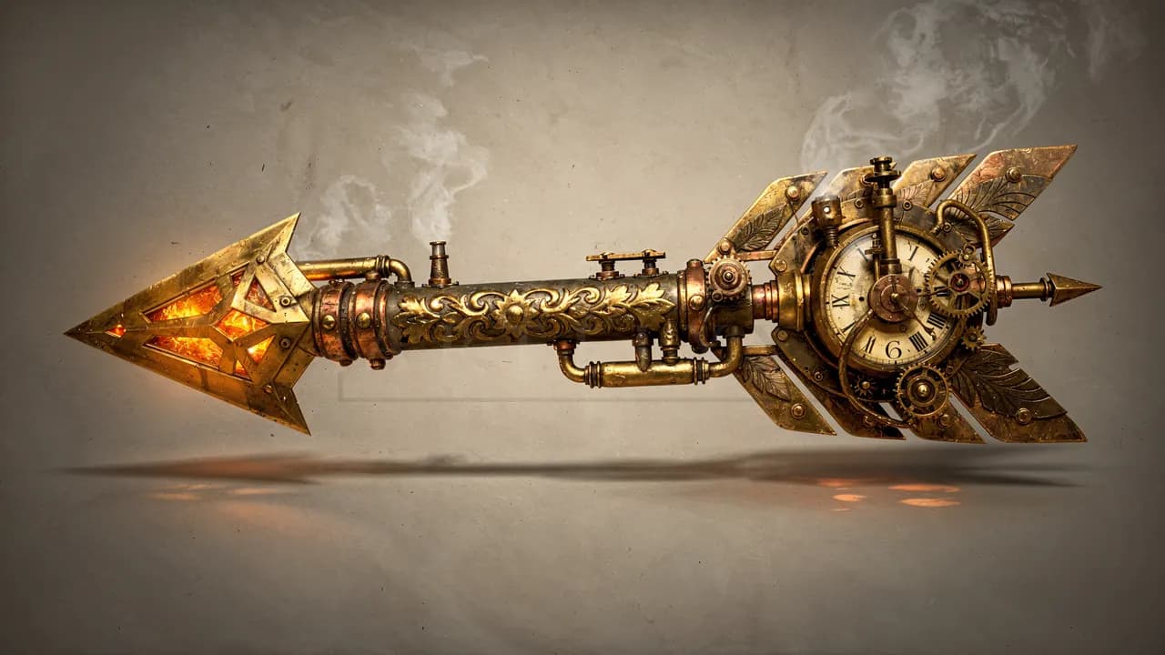 Steampunk Time Arrow metal wall art by Artelyx Studios