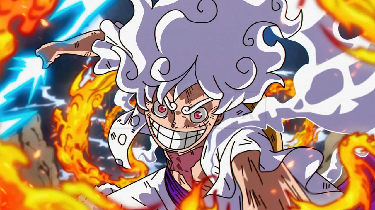 Gear 5 Anime Fire Battle metal wall art by Artelyx Studios