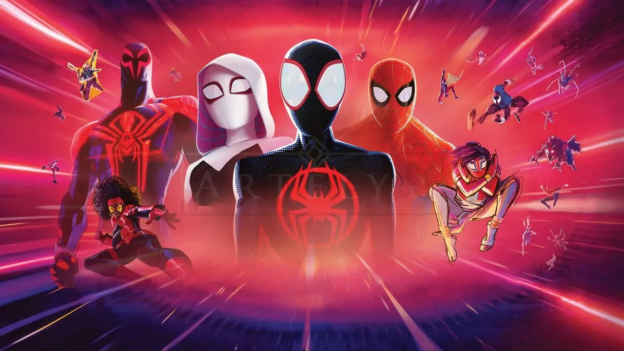 Spider-Verse Team Rush metal wall art by Artelyx Studios