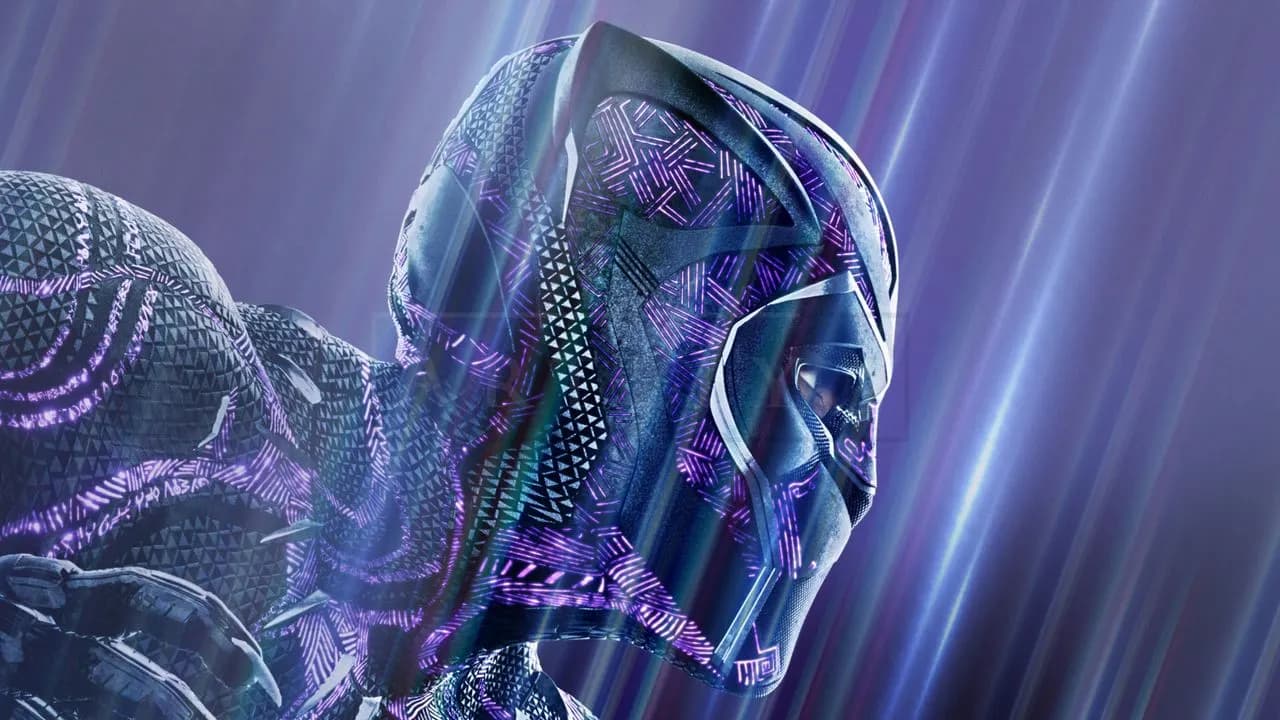 Black Panther Neon Portrait metal wall art by Artelyx Studios