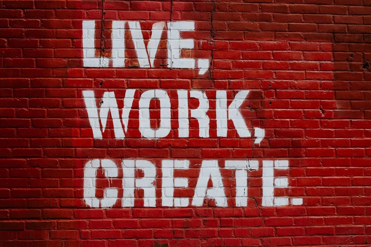Live, Work, Create Wall Quote metal wall art by Artelyx Studios