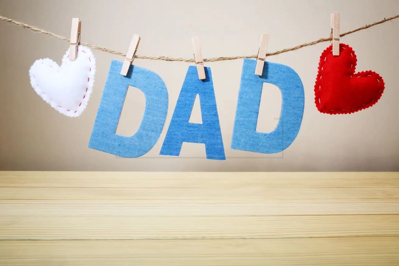Dad Letter Banner with Hearts metal wall art by Artelyx Studios