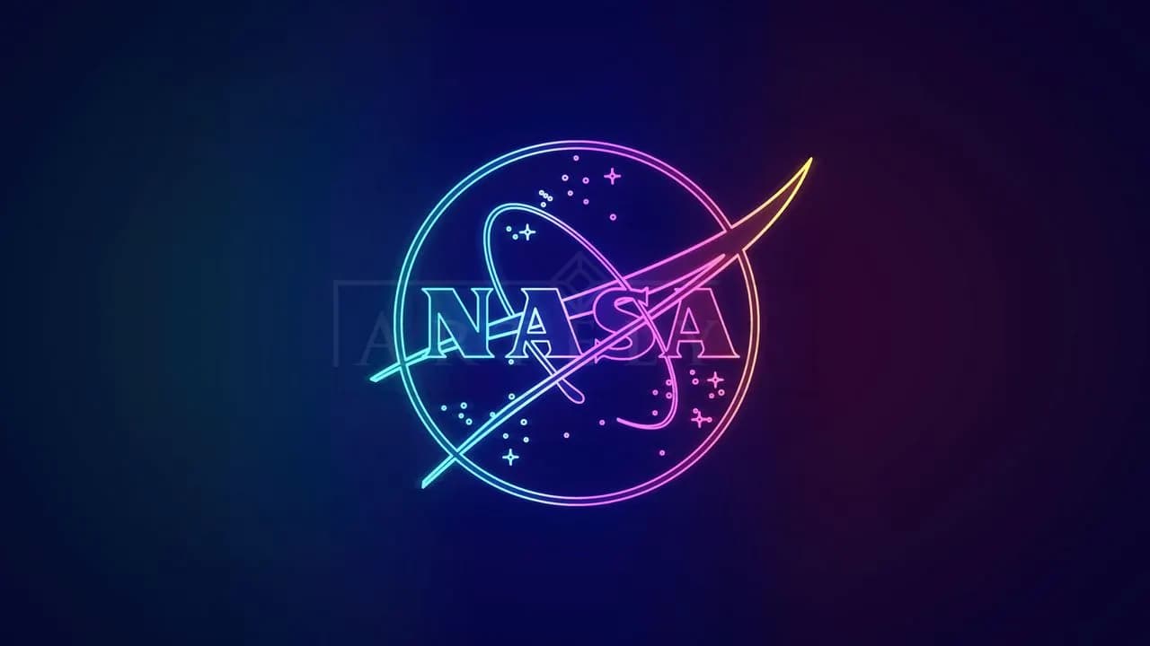 NASA Neon Emblem Space Wallpaper metal wall art by Artelyx Studios