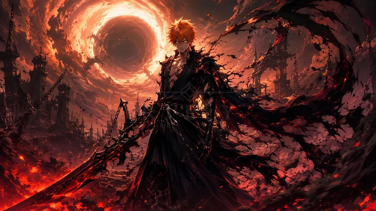Ichigo: Eclipse of the Hollow Blade metal wall art by Artelyx Studios