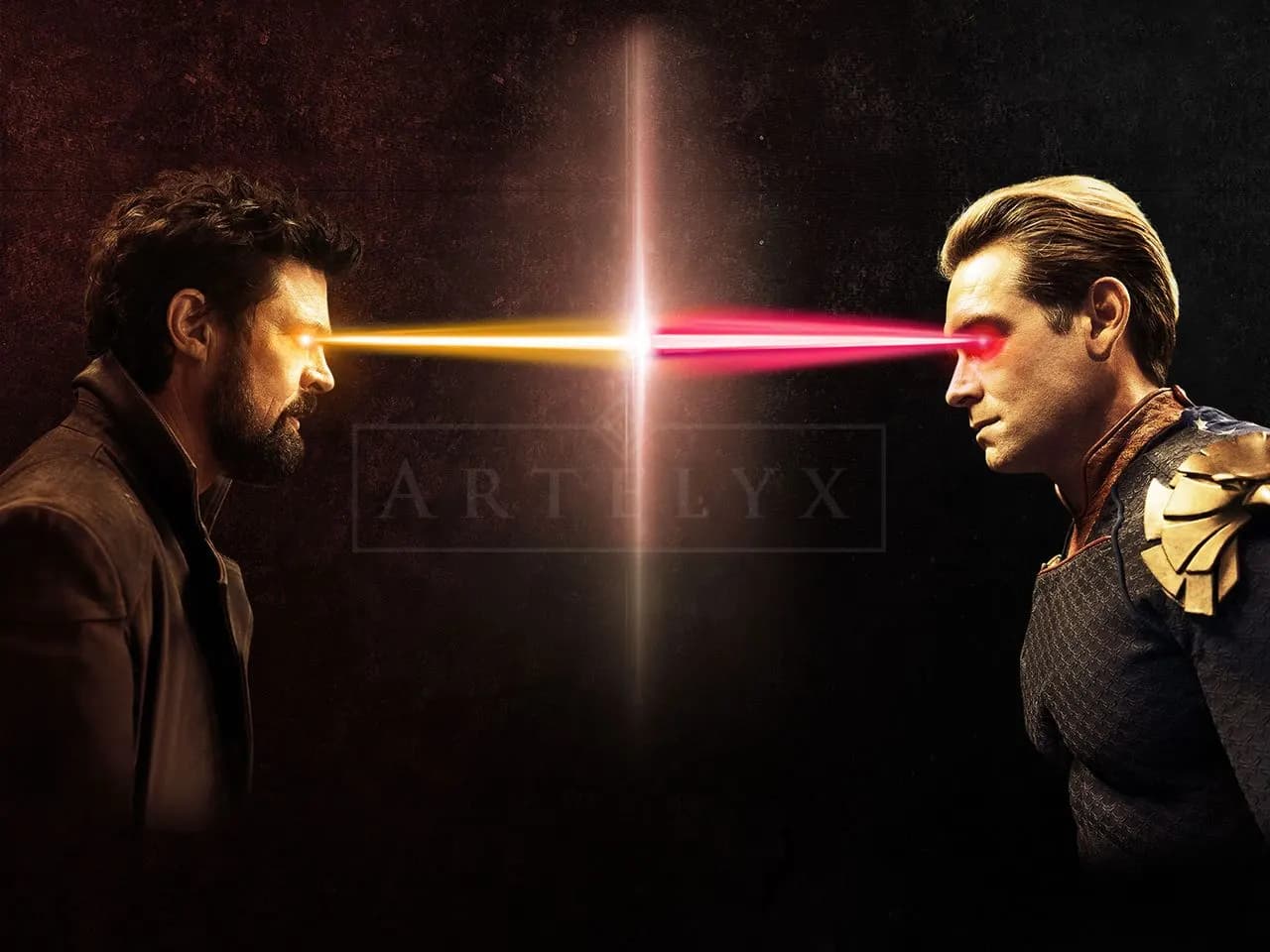Superpower Standoff metal wall art by Artelyx Studios