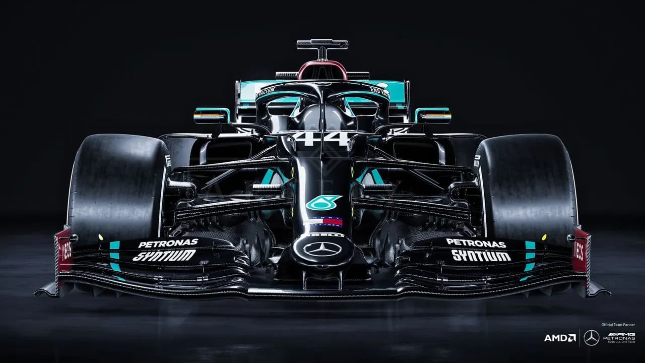 Mercedes AMG F1 W11 Front View metal wall art by Artelyx Studios
