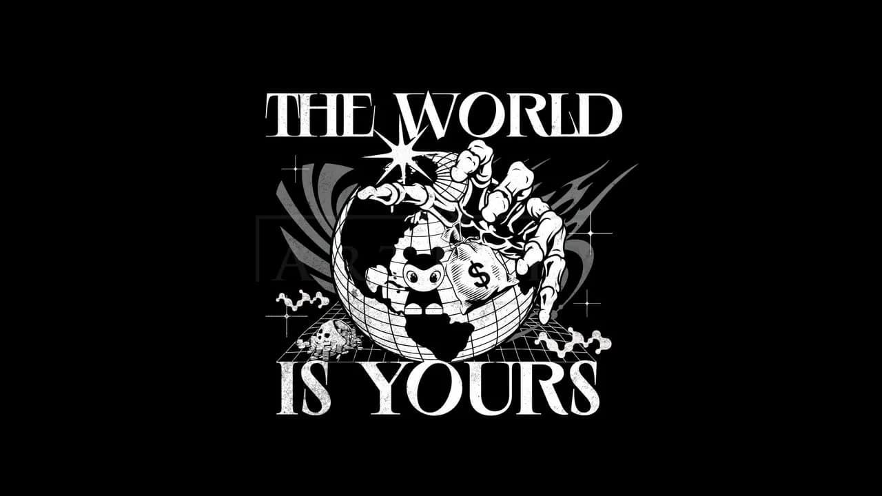 The World Is Yours Graphic metal wall art by Artelyx Studios