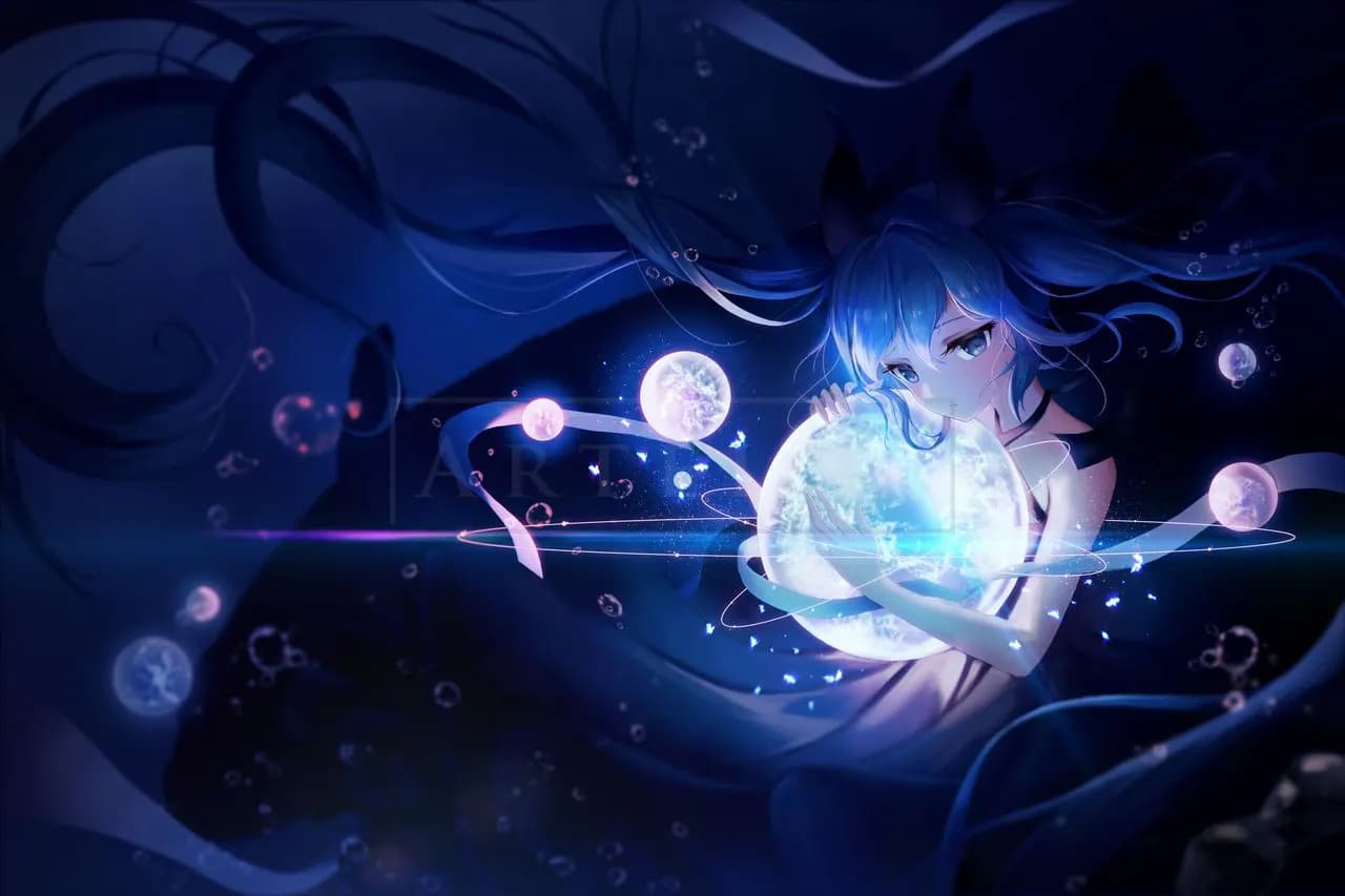 Hatsune Miku Dream Cosmos Universe Art metal wall art by Artelyx Studios