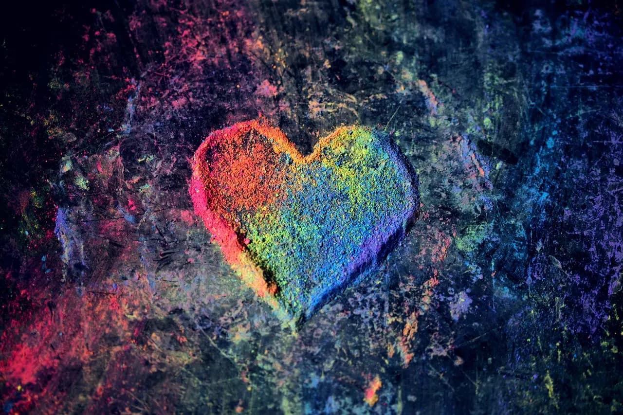 Rainbow Powder Heart Texture metal wall art by Artelyx Studios