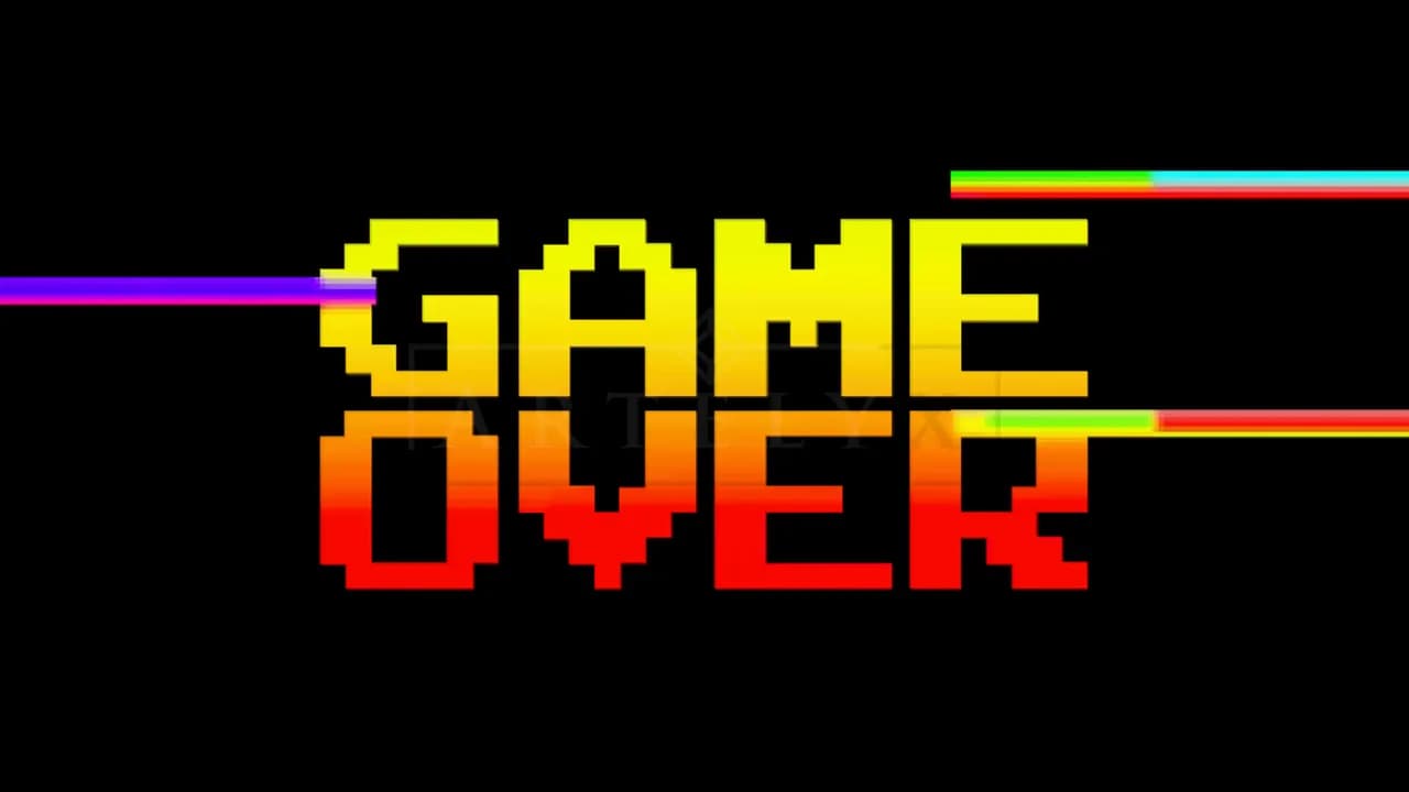 Game Over Retro Pixel Text metal wall art by Artelyx Studios