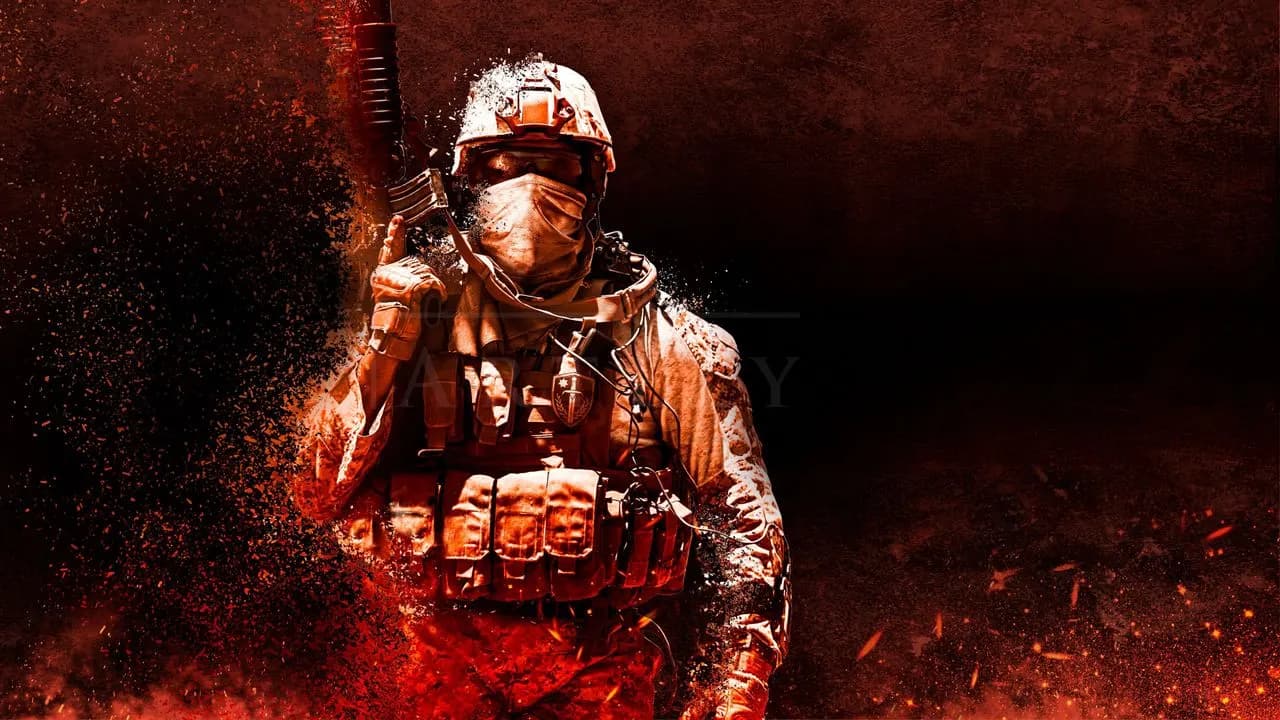 Tactical Soldier: Ash and Embers metal wall art by Artelyx Studios