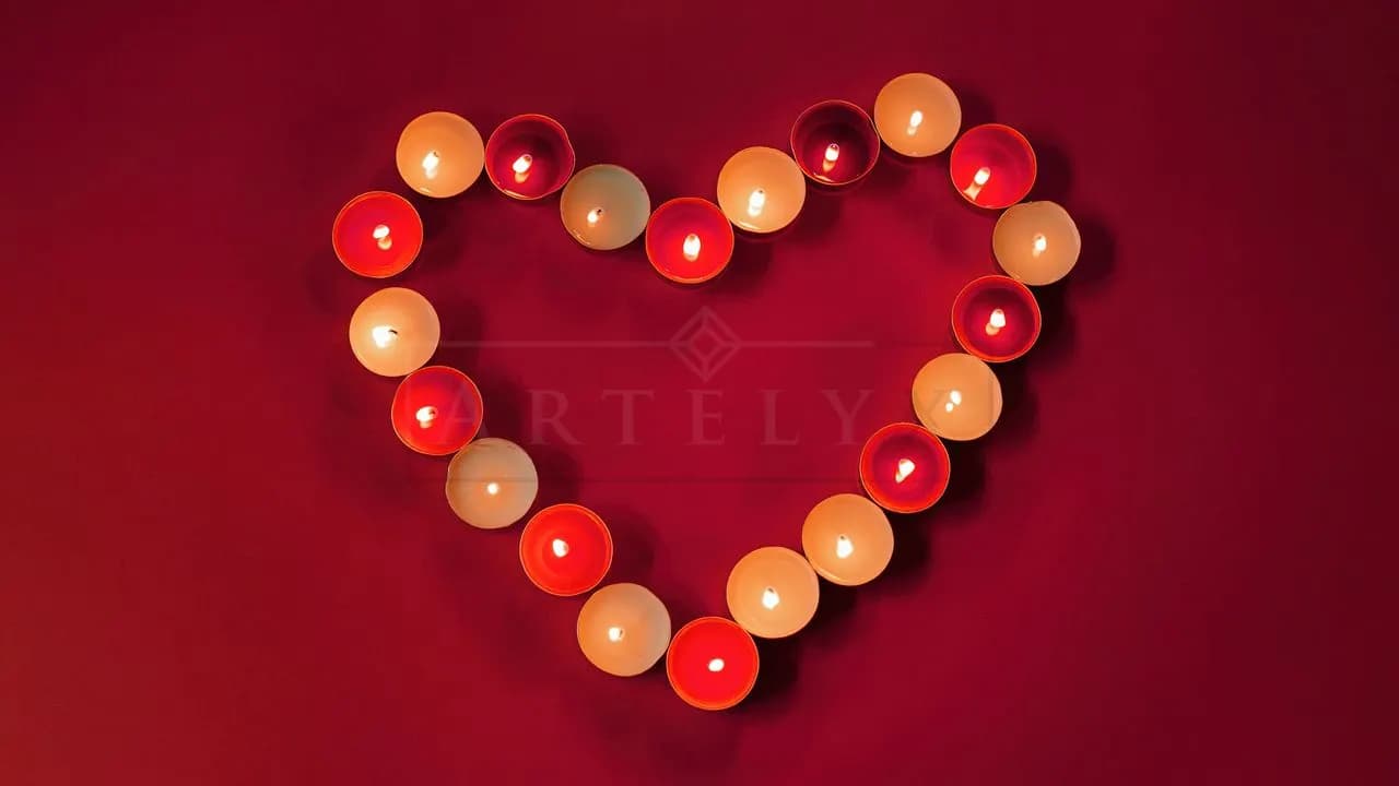 Heart-Shaped Candle Arrangement metal wall art by Artelyx Studios