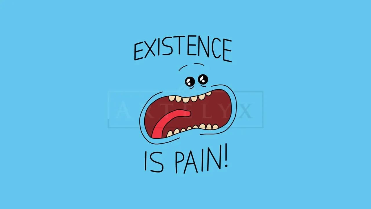 Existence Is Pain Minimal Quote metal wall art by Artelyx Studios