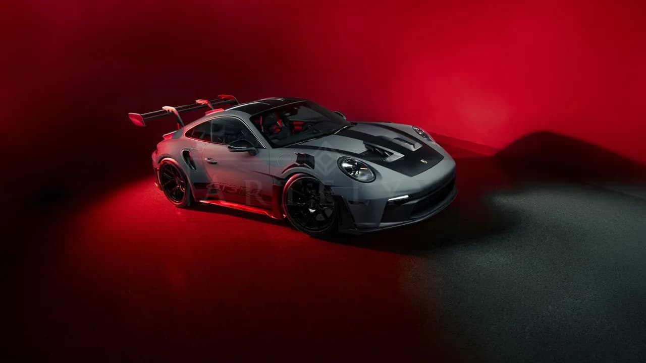 Porsche 911 GT3 RS: Redline Theatre metal wall art by Artelyx Studios