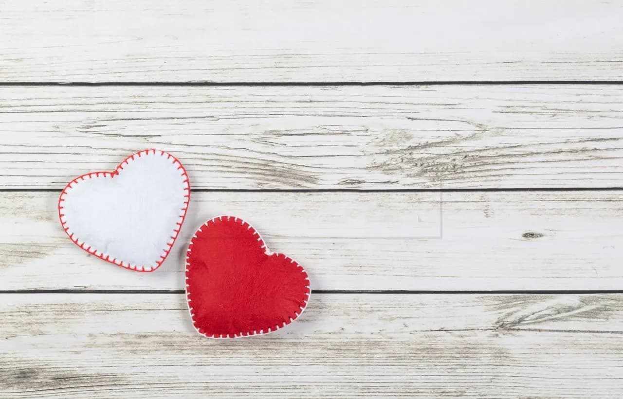 Felt Hearts on White Wood metal wall art by Artelyx Studios