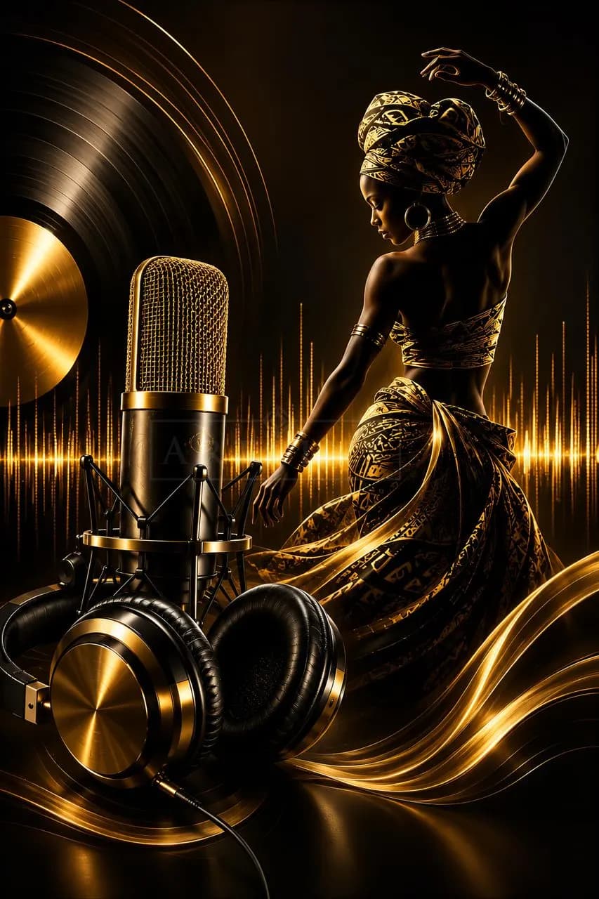 African Gold Studio Vibes metal wall art by Artelyx Studios