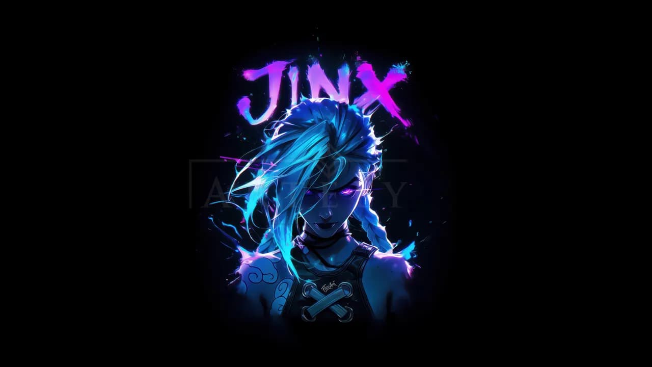 Neon Anime Portrait on Black metal wall art by Artelyx Studios