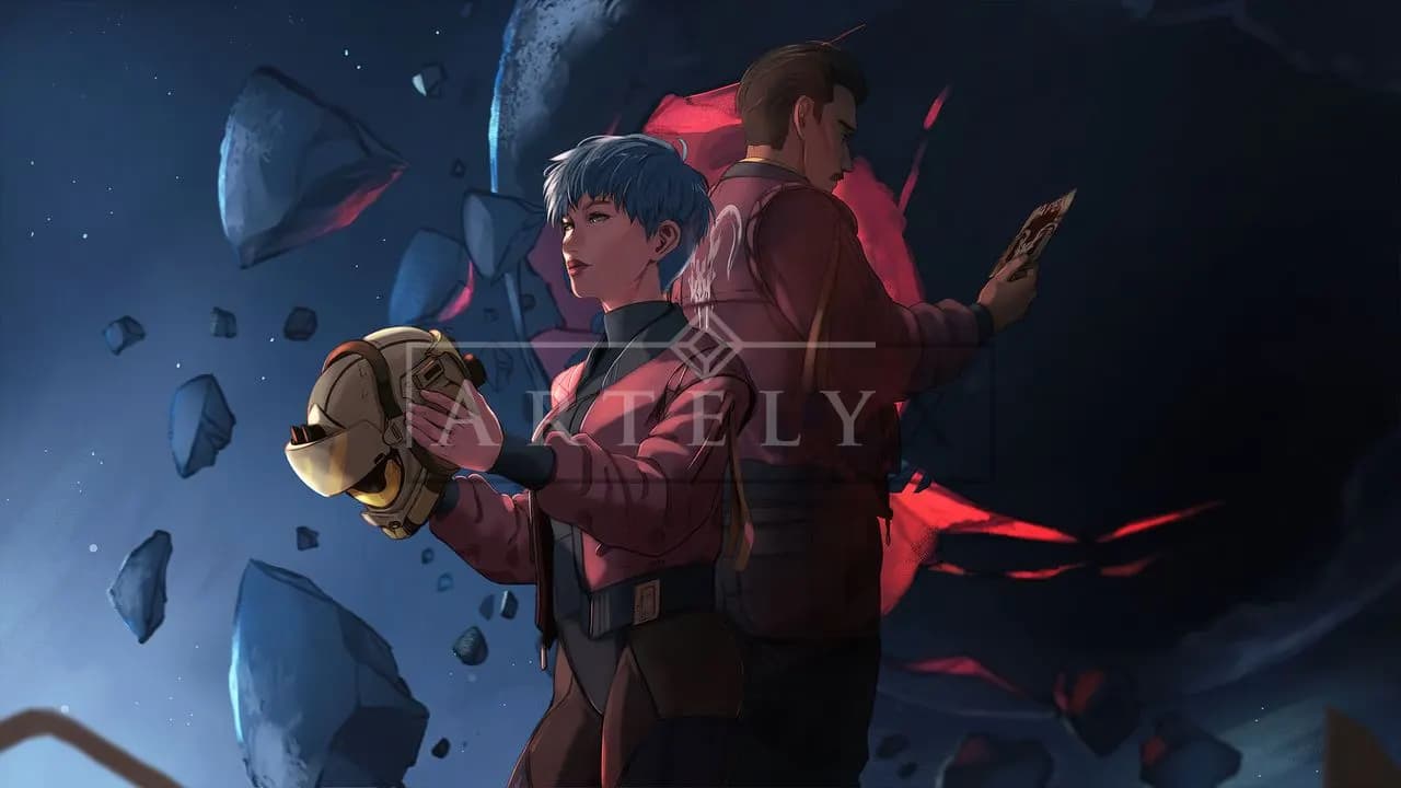 Back to Back at the Crimson Rift metal wall art by Artelyx Studios