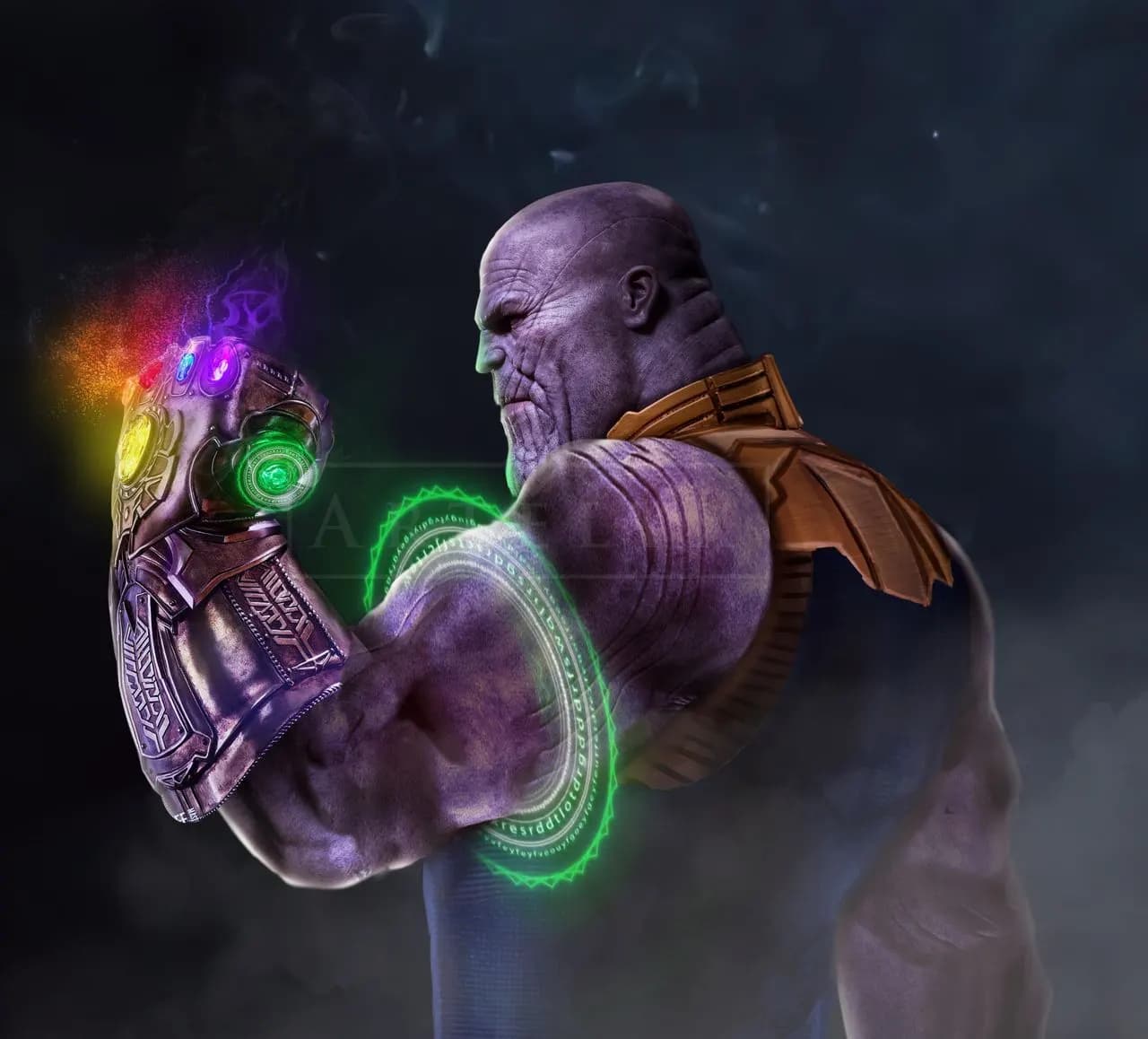 Thanos and the Infinity Gauntlet metal wall art by Artelyx Studios