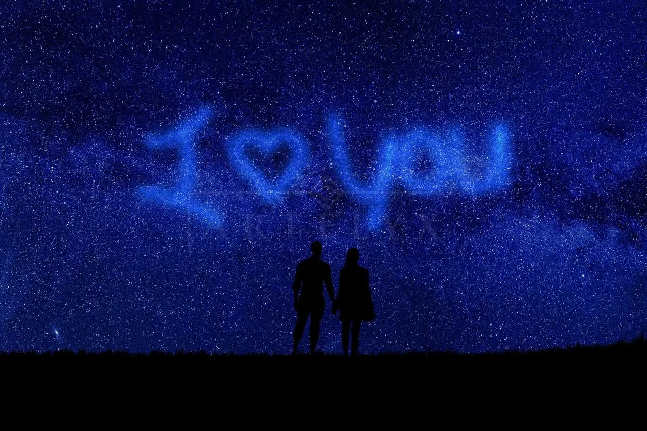 I Love You in the Stars metal wall art by Artelyx Studios