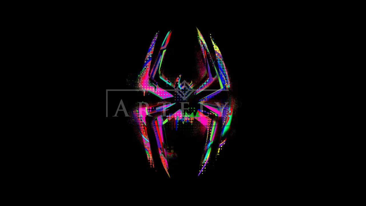 Neon Spider Emblem on Black metal wall art by Artelyx Studios