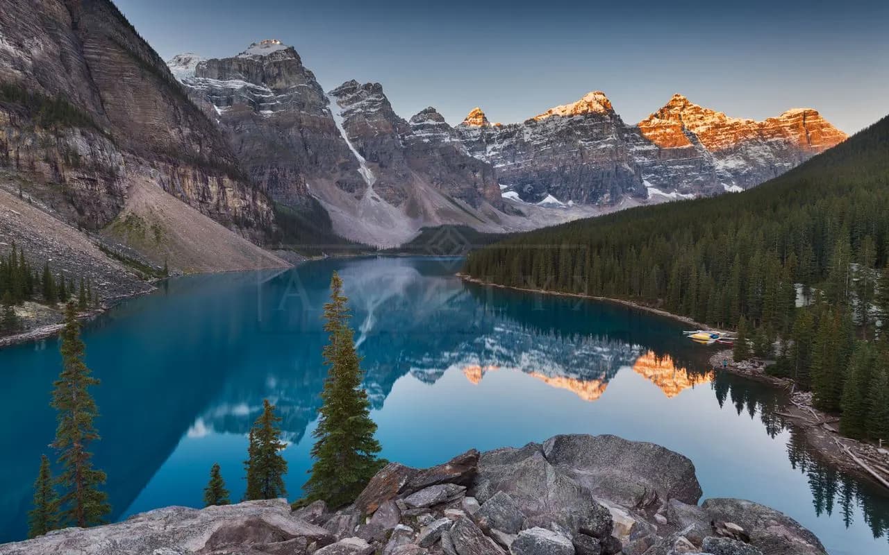 Alpine Lake Sunrise Reflection metal wall art by Artelyx Studios
