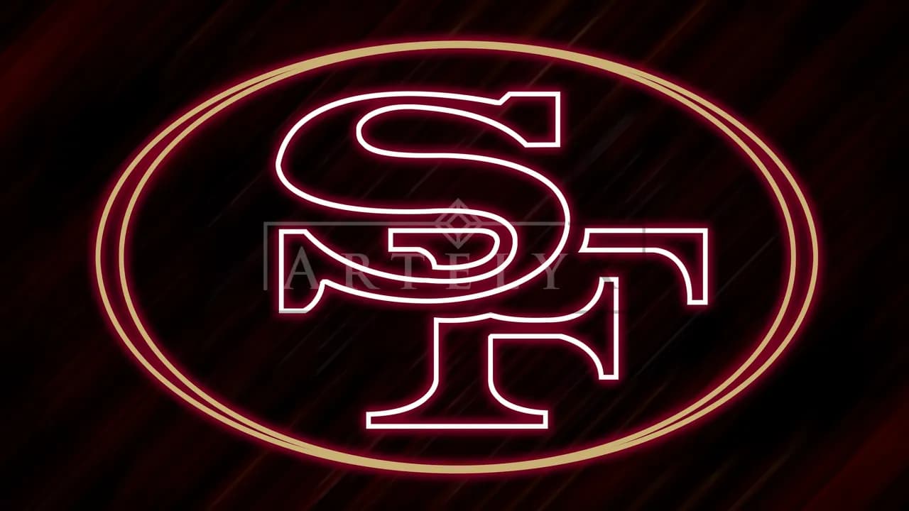 49ers Neon Identity metal wall art by Artelyx Studios