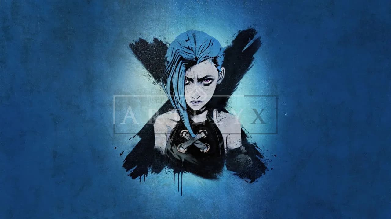 Blue-Haired Rebel on a Painted Blue Wall metal wall art by Artelyx Studios