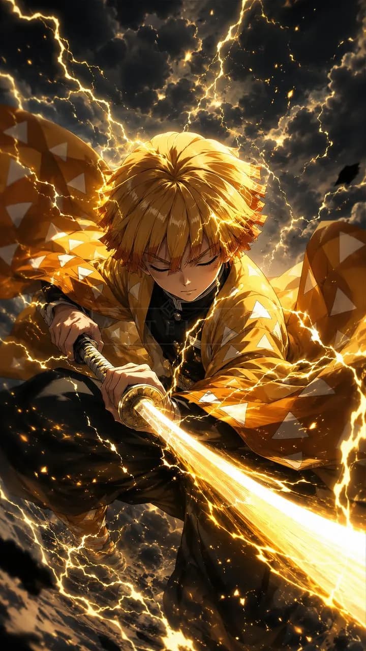 Zenitsu Agatsuma Thunder Strike metal wall art by Artelyx Studios