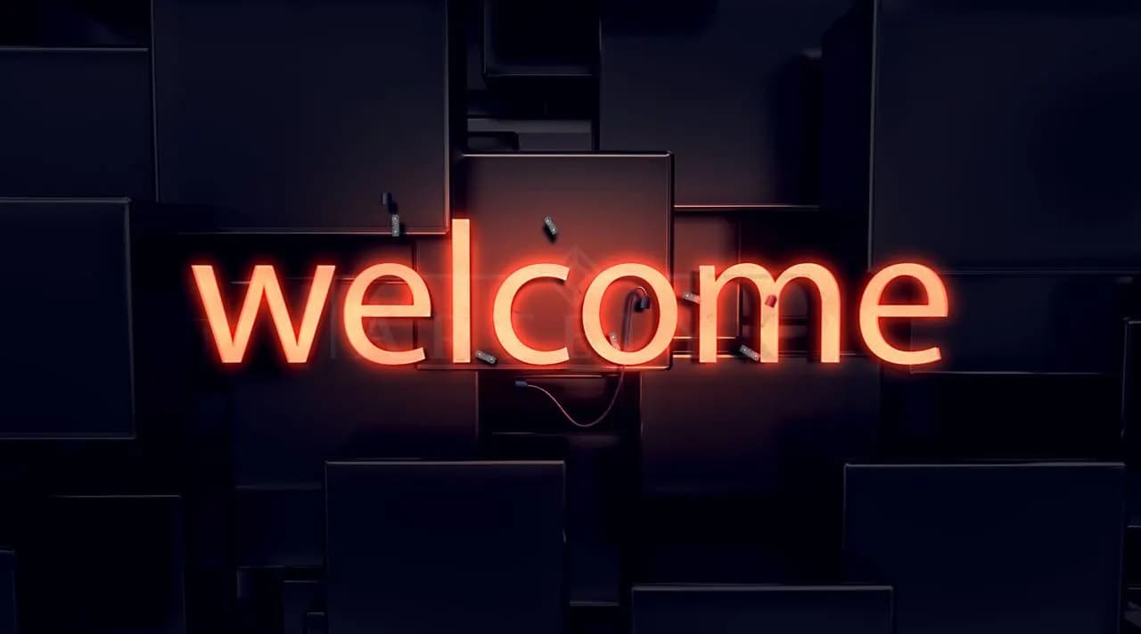 Welcome Neon Glow metal wall art by Artelyx Studios