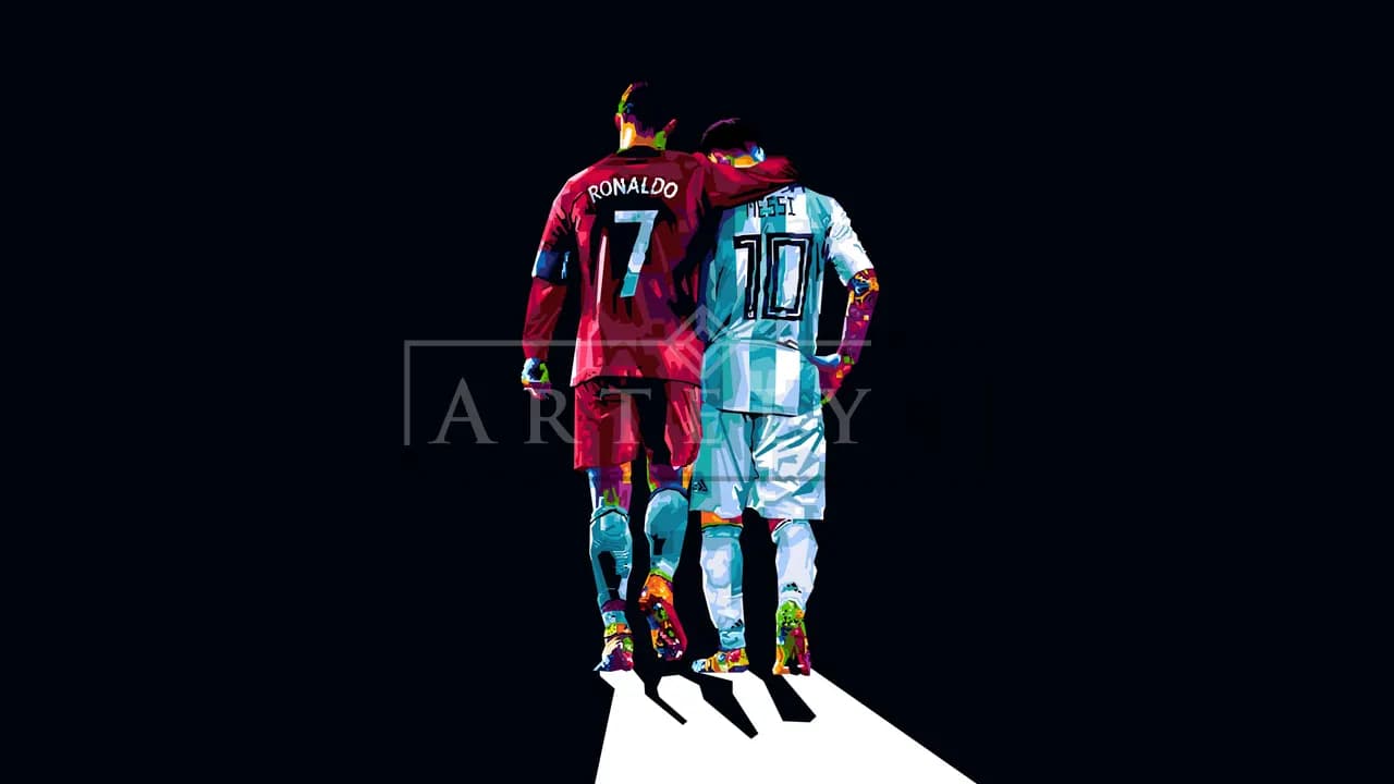 Two Football Legends Walking Into the Light metal wall art by Artelyx Studios