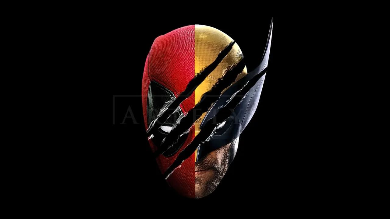Red-Masked and Clawed Heroes Split Portrait metal wall art by Artelyx Studios