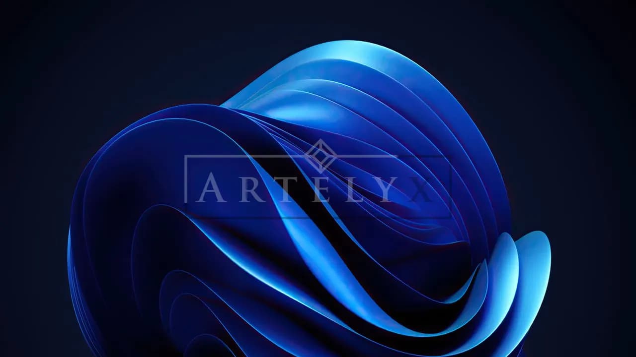 Blue Flow Abstract on Dark Background metal wall art by Artelyx Studios