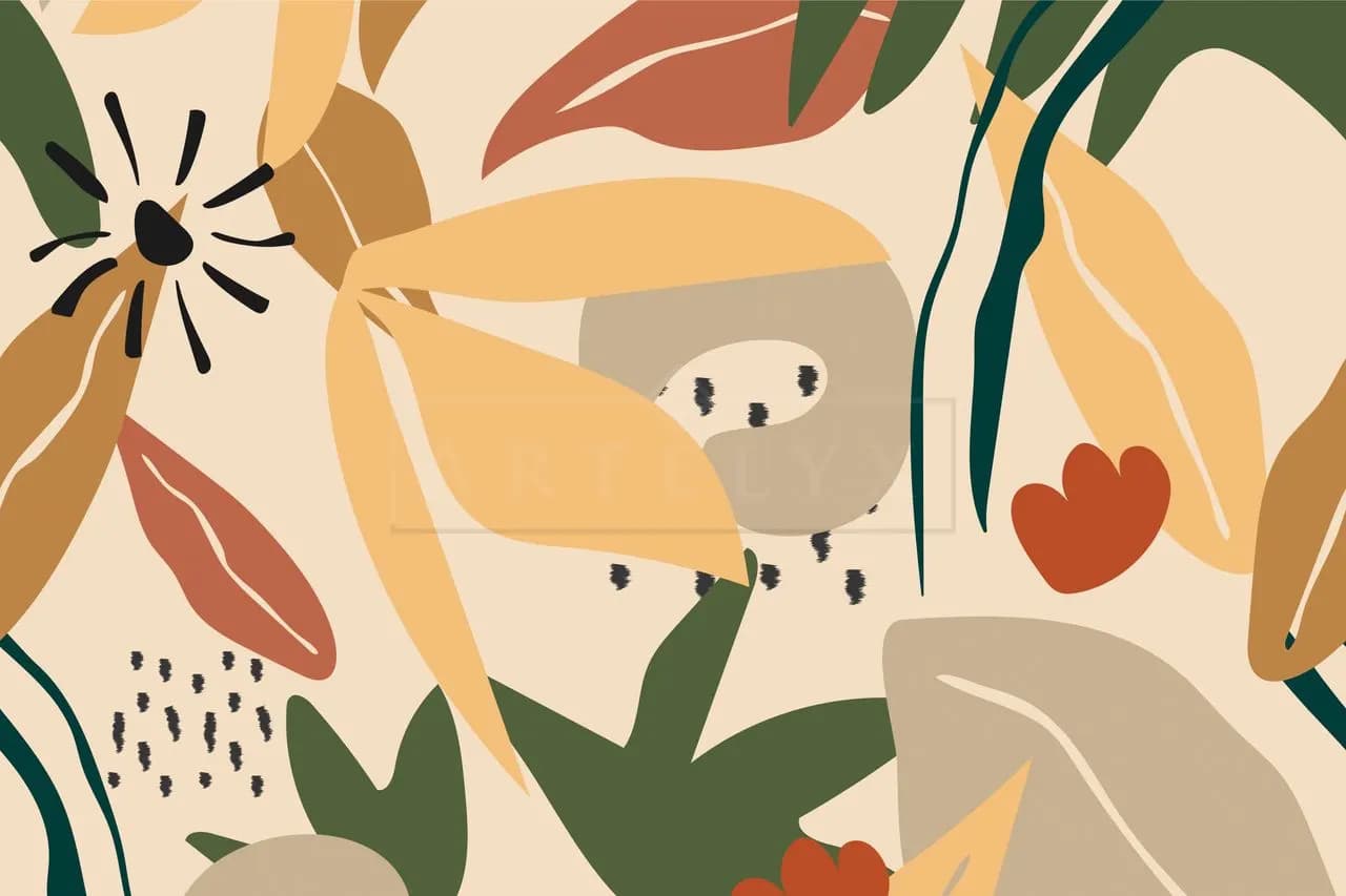 Earthtone Abstract Botanical Pattern metal wall art by Artelyx Studios