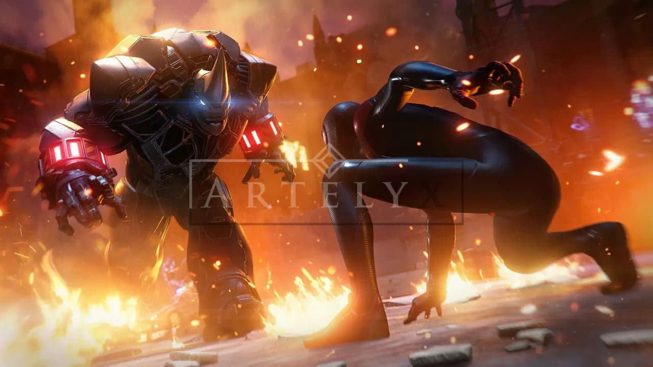 Inferno Showdown in the Ruined City metal wall art by Artelyx Studios