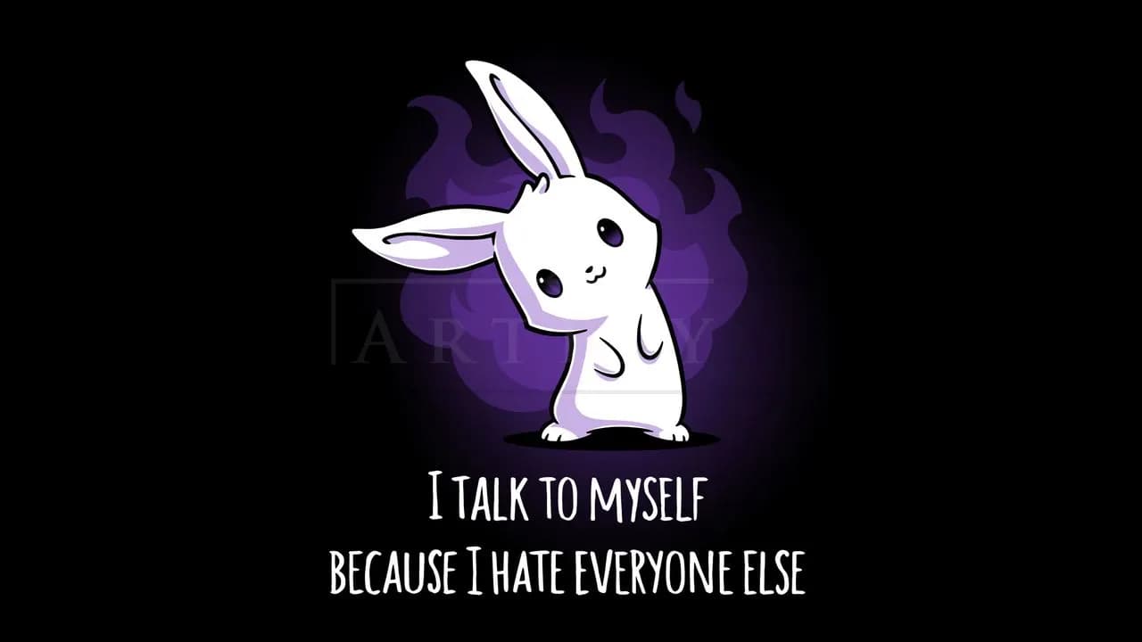 Dark Humor Rabbit Quote metal wall art by Artelyx Studios